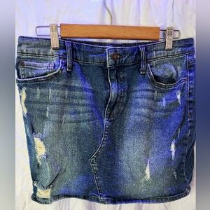 3For$15 Black Daisy Distressed Mini Jean Skirt Juniors Size 11